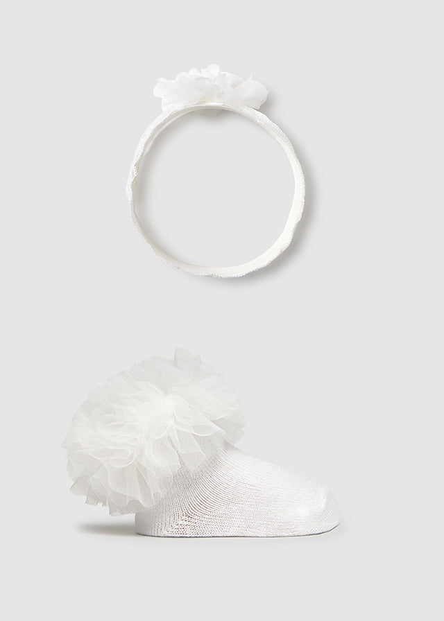 Set Cerchietto E Calzini Bianco