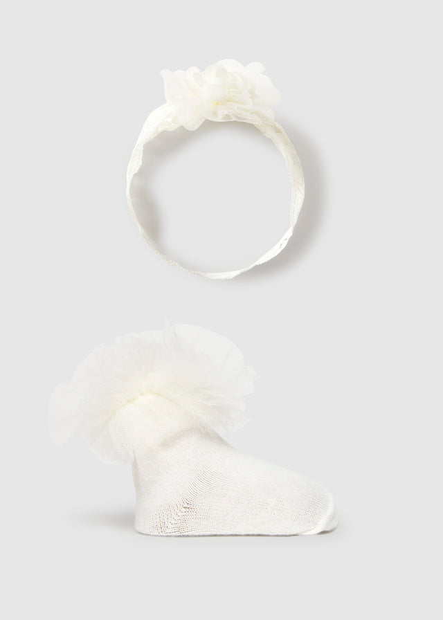 Set Cerchietto E Calzini Beige