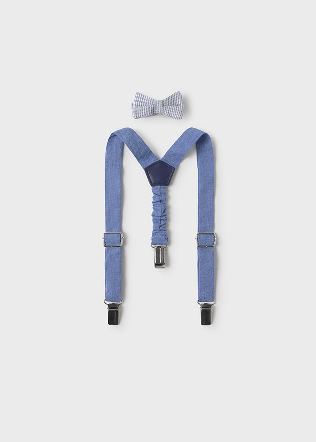 Completo Bretelle E Papillon Azzurro