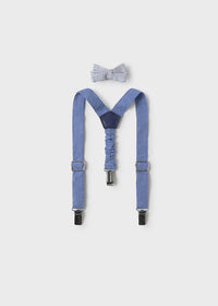 Completo Bretelle E Papillon Azzurro