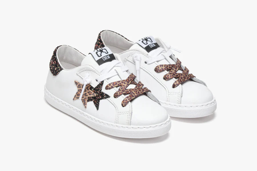 Sneaker Low White/Leopard/ Glitter