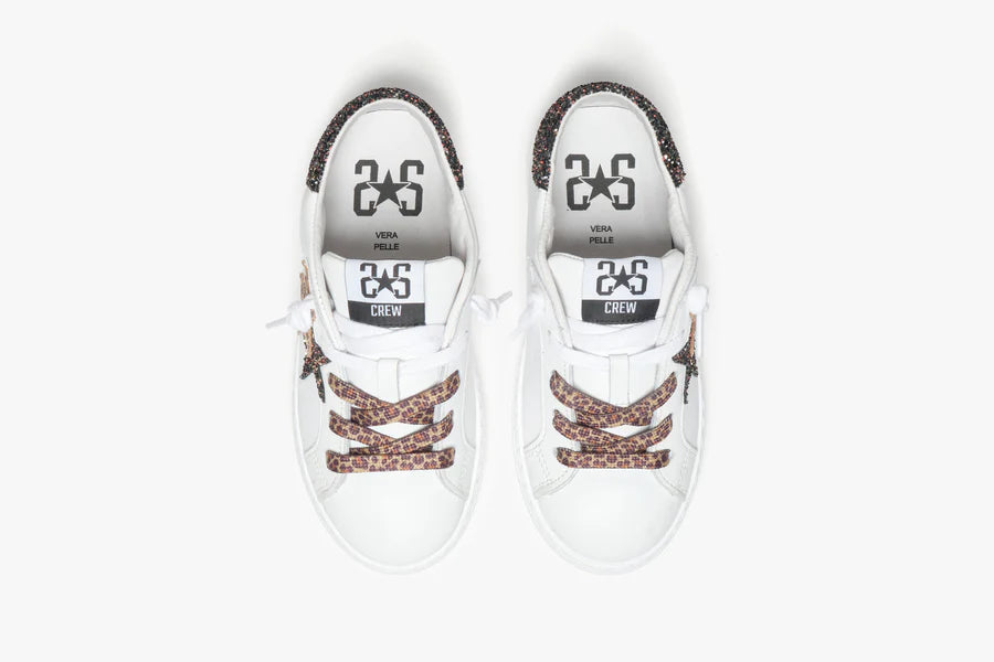 Sneaker Low White/Leopard/ Glitter