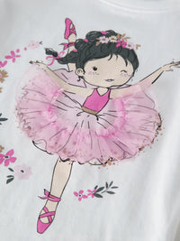 T-Shirt Bambina Bianca Little Ballerina