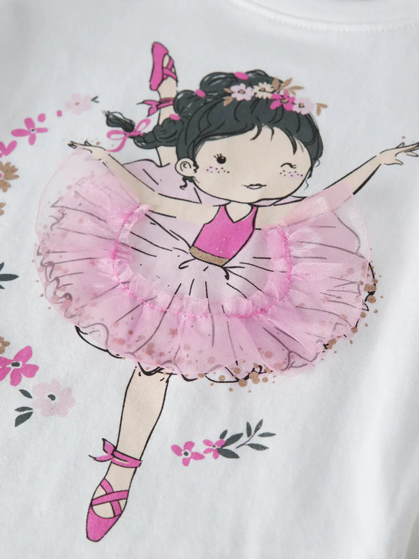 T-Shirt Bambina Bianca Little Ballerina