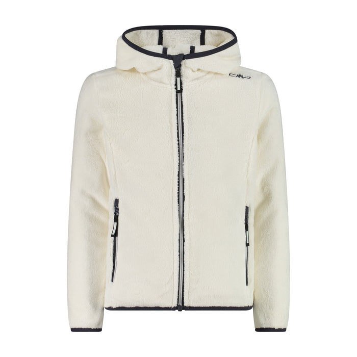 Felpa Bianca in Pile Full Zip con Cappuccio