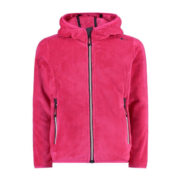 Felpa Fucsia in Pile Full Zip con Cappuccio