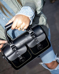 Borsa Cartella con manico superiore nera Kiev liscia