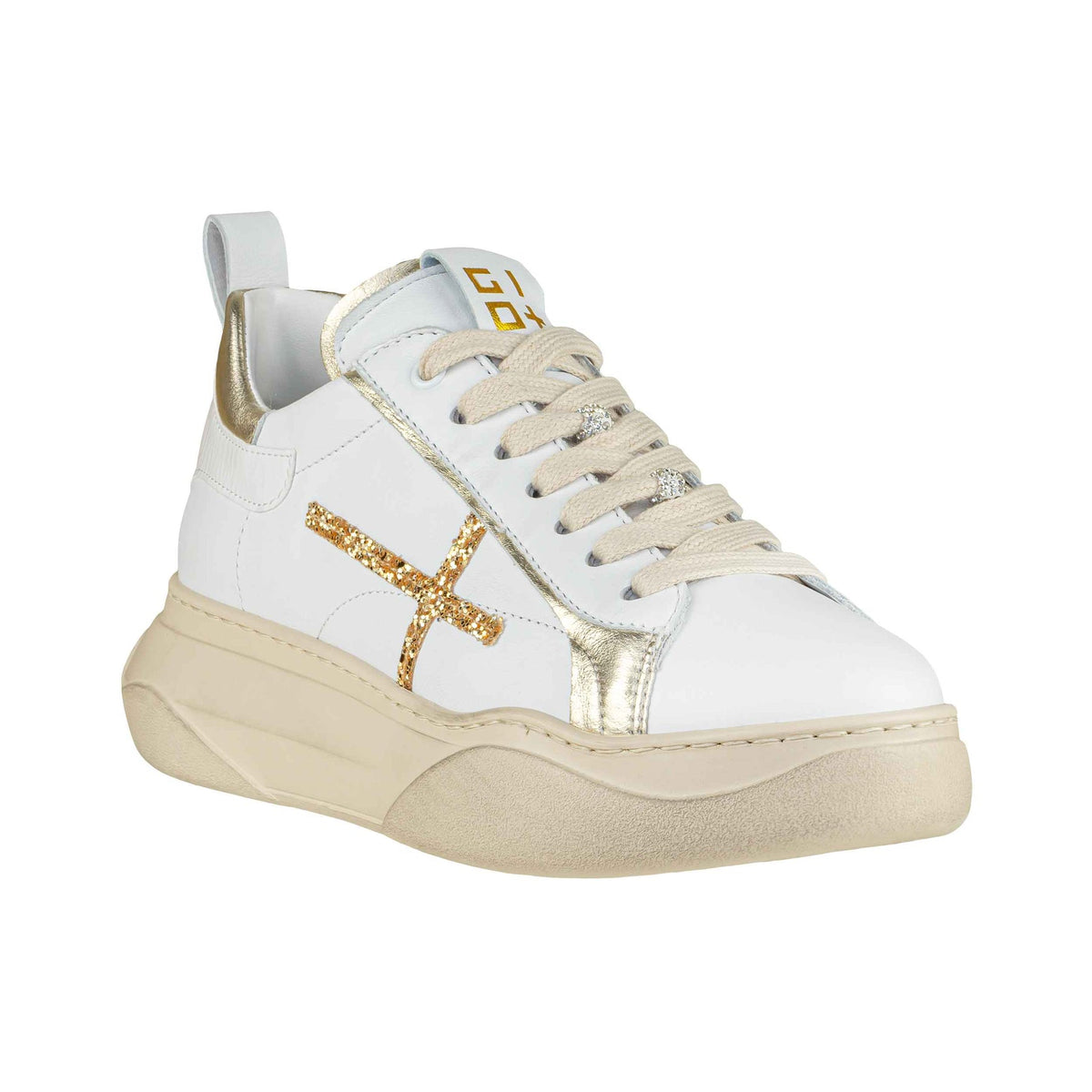 Sneakers in Pelle Giada Bianco Oro