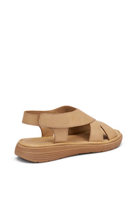 Sandalo Ergonomico Caramello Pelle Incrociata