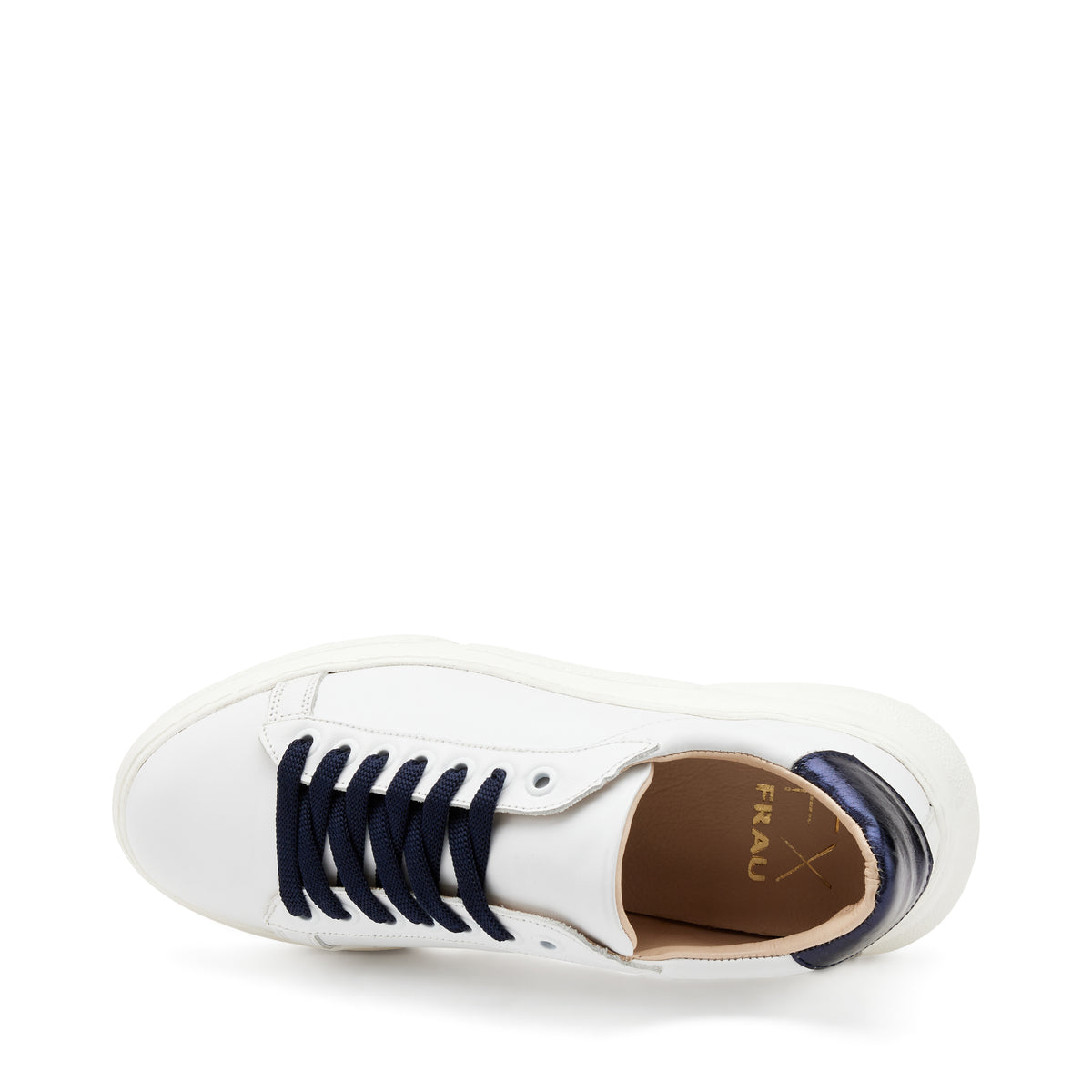 Sneakers In Pelle Soft White/Blu