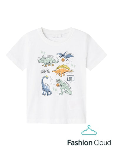 T-Shirt Bright White Dinosaurs