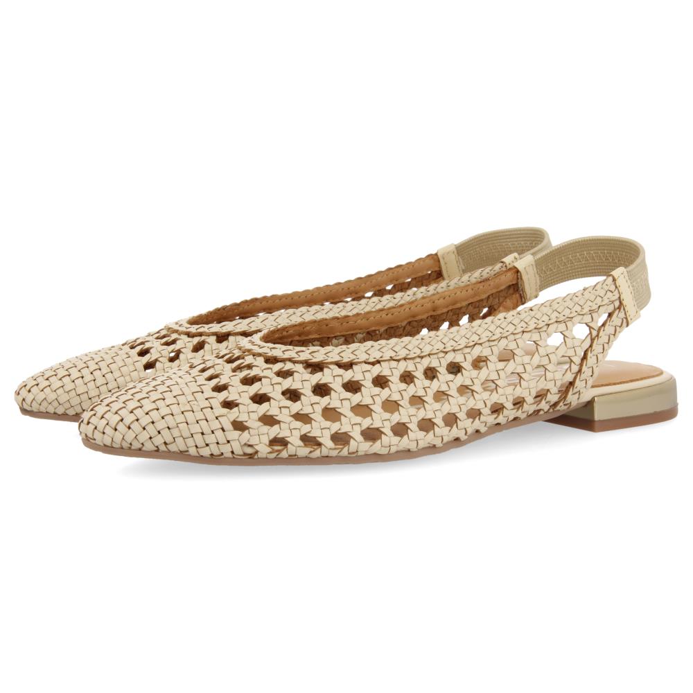 Ballerina Aperta Intrecciata Beige