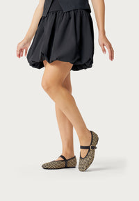 Ballerina Mary Jane Intrecciata Nero Paglia