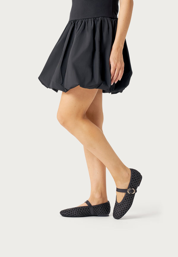 Ballerina Mary Jane Intrecciata Nero
