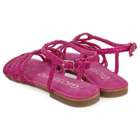 Sandalo Fascette Basso Fuxia