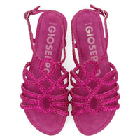 Sandalo Fascette Basso Fuxia
