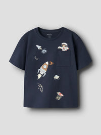 T-Shirt Bambino Blu Navy Space Explorer