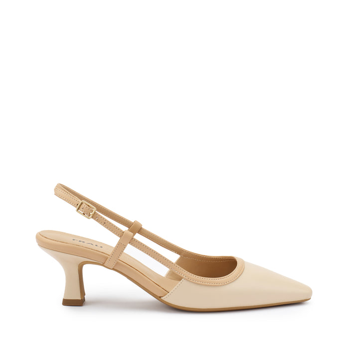 Slingback Con Tacco Nappa Beige