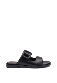 Sandalo Ciabatta Marrone Con Maxy Fibbia