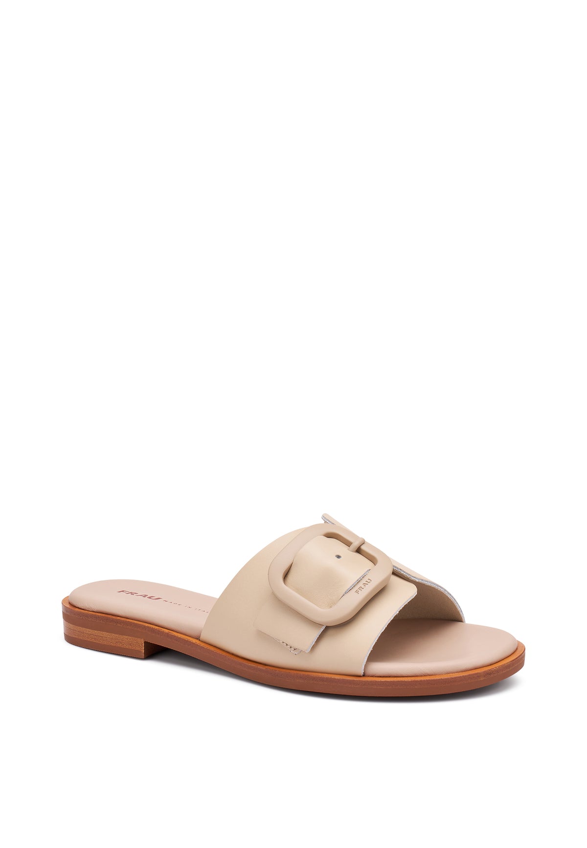 Sandalo Ciabatta Beige Con Maxy Fibbia