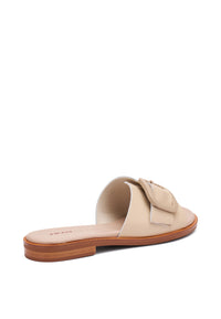 Sandalo Ciabatta Beige Con Maxy Fibbia