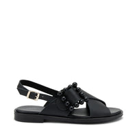 Sandalo In Pelle Con Fibbia Nero