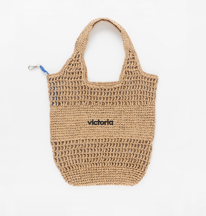 Borsa Shopper in Rafia Intrecciata Beige
