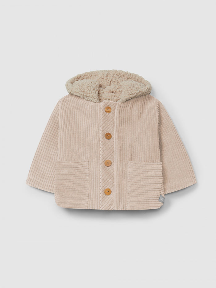 Giacca Velluto Orsetto Con Cappuccio Rosa