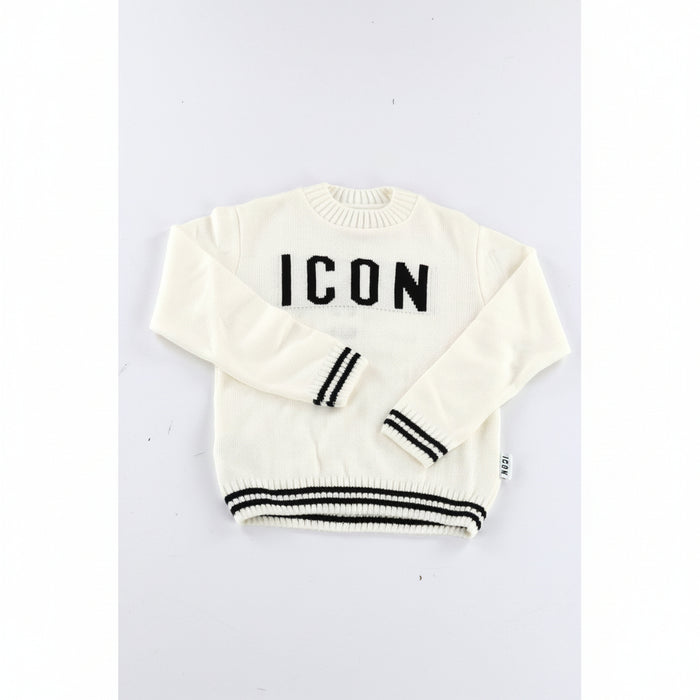 Maglione Da Ragazza Panna Con Logo Nero