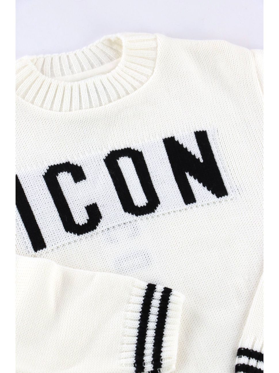 Maglione Da Ragazza Panna Con Logo Nero