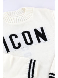 Maglione Da Ragazza Panna Con Logo Nero