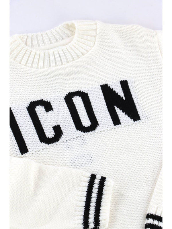 Maglione Da Ragazza Panna Con Logo Nero
