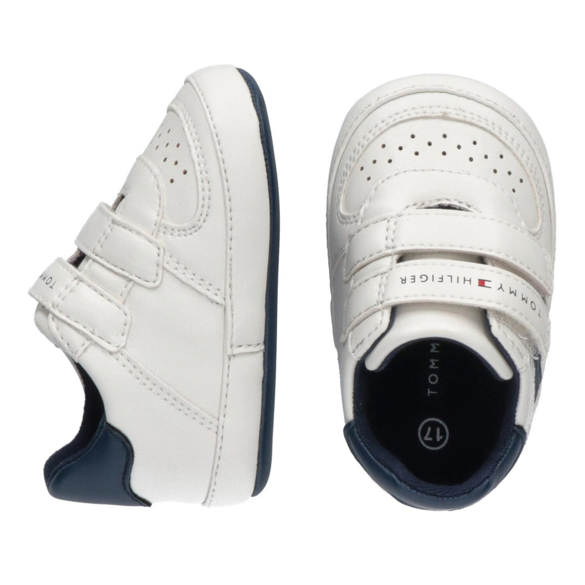 Sneakers Bassa Velcro Con Bandiera Bianco/Blu