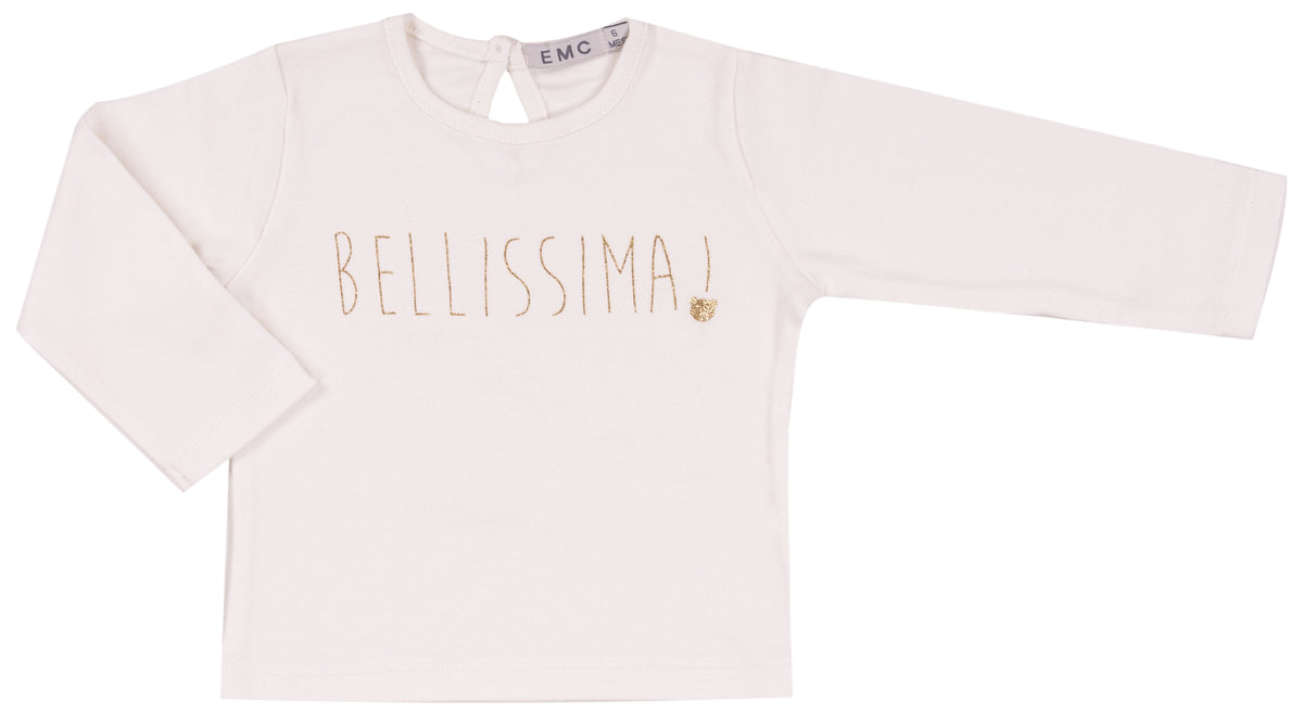 T-Shirt Bianca Con Scritta Bellissima
