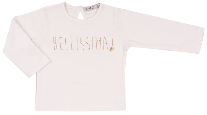 T-Shirt Bianca Con Scritta Bellissima