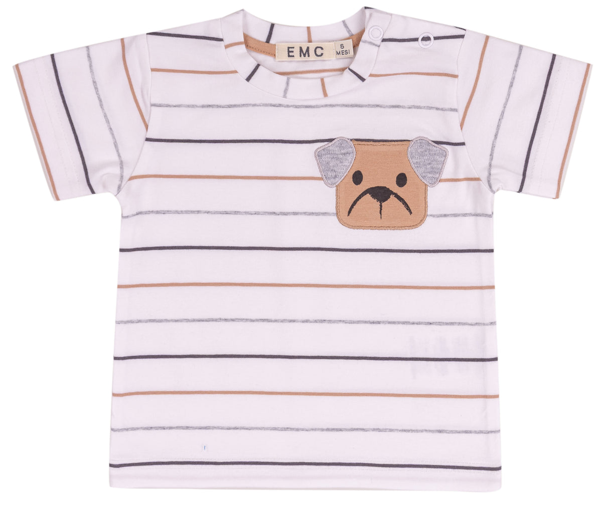 T-Shirt Manica Corta Bianco Grigio