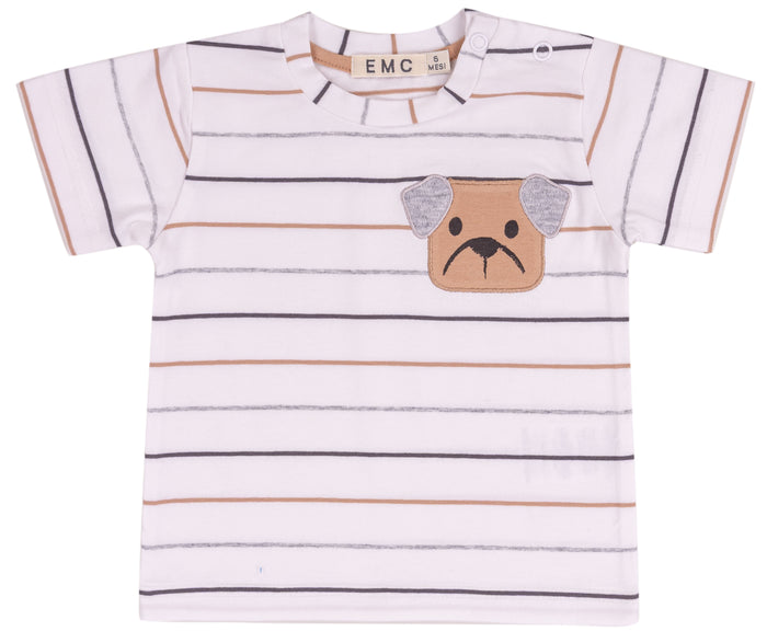 T-Shirt Manica Corta Bianco Grigio