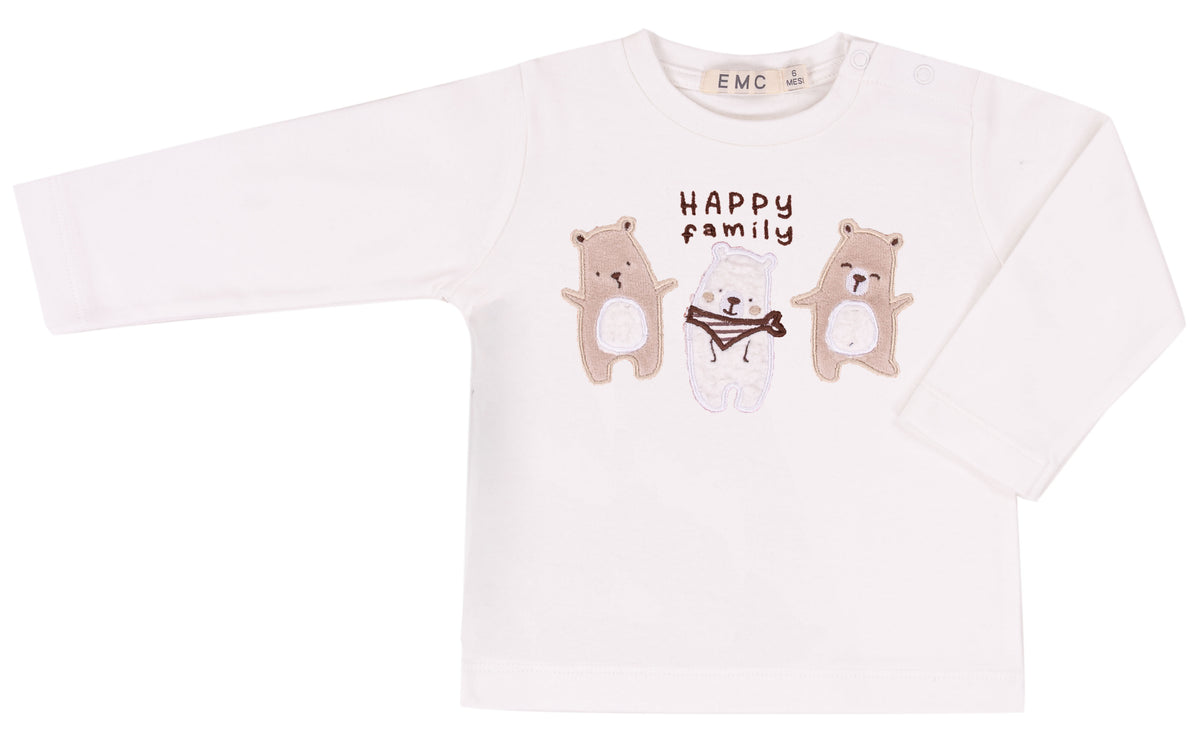 T-Shirt Happy Family Bianco Lana