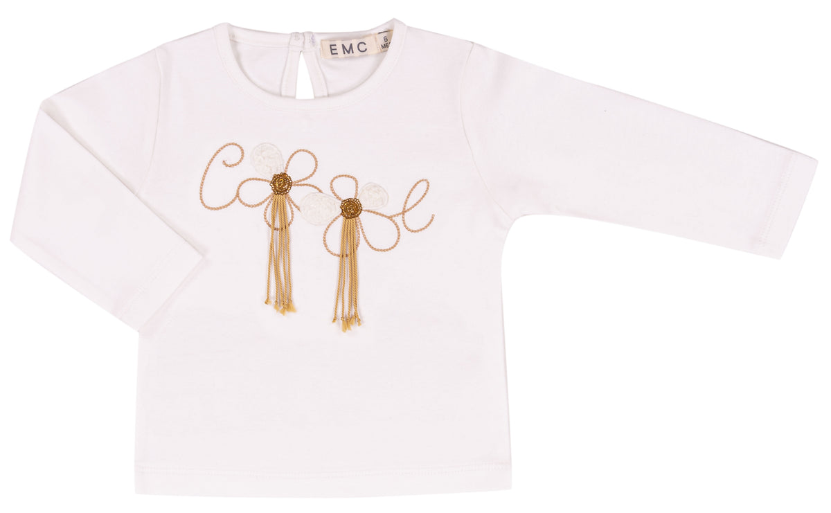 T-Shirt Manica Lunga Bianco Lana