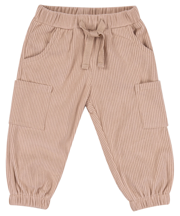 Pantalone Lungo Cargo Beige In Velluto