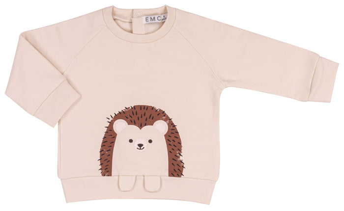 Felpa Girocollo Beige Con Riccio