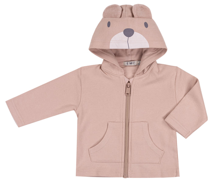 Felpa Aperta Con Cappuccio Beige