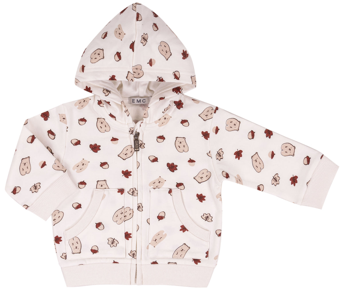 Felpa Con Cappuccio Bianco Marrone