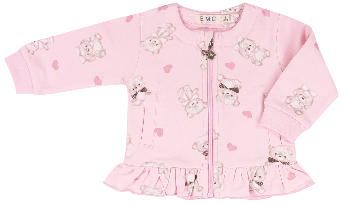 Felpa Zip Bianco Rosa
