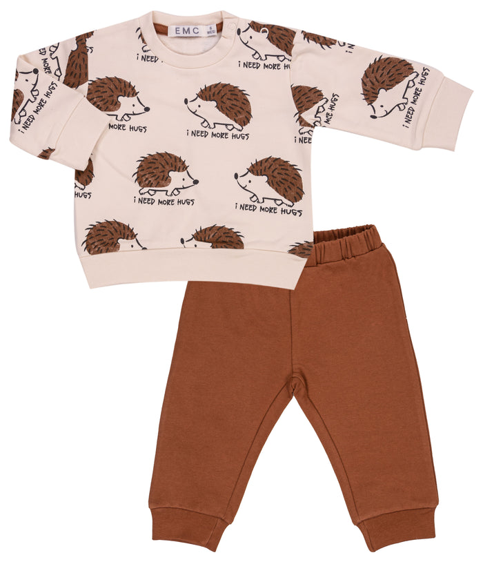 Completo Felpa Orsetto Con Pantalone Marrone