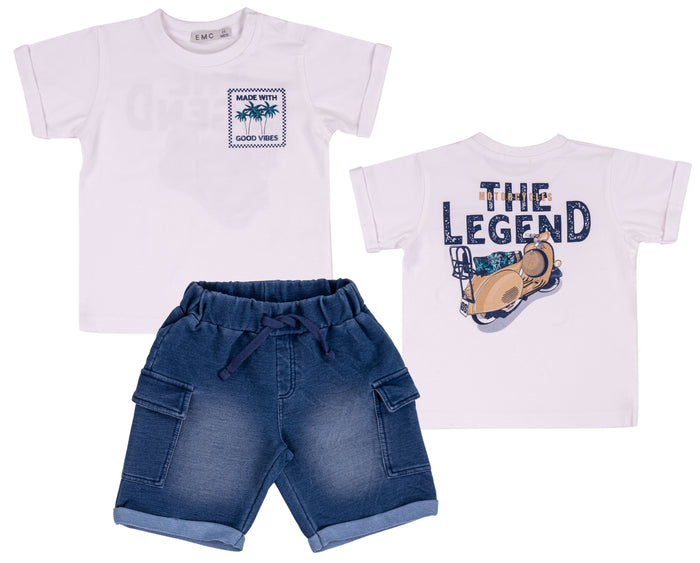 Completo Corto Bianco Jeans