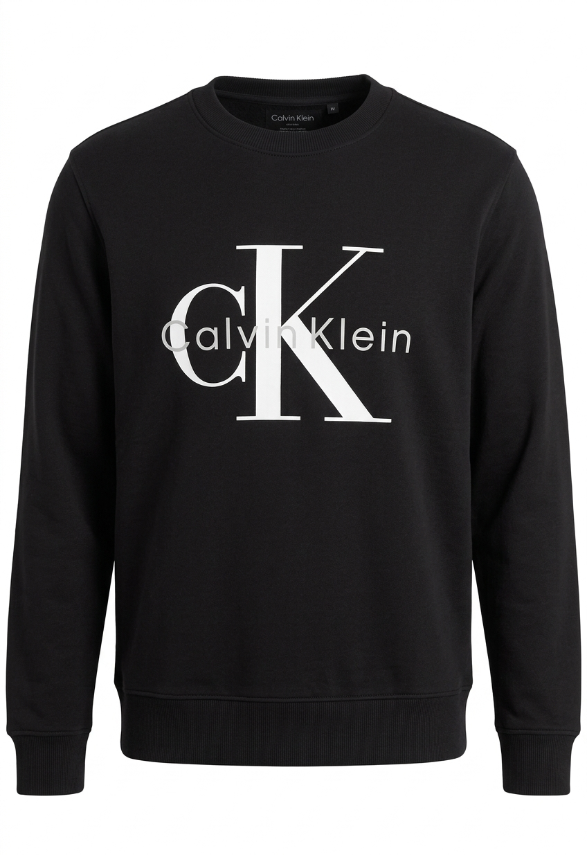 Felpa Nera Con Mono Logo Davanti