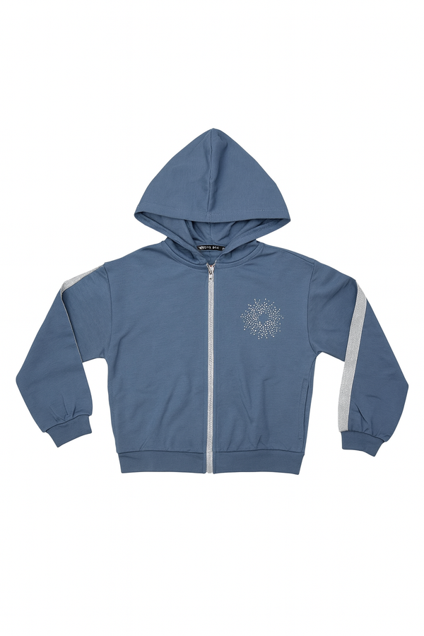 Felpa Zip Con Cappuccio Polvere