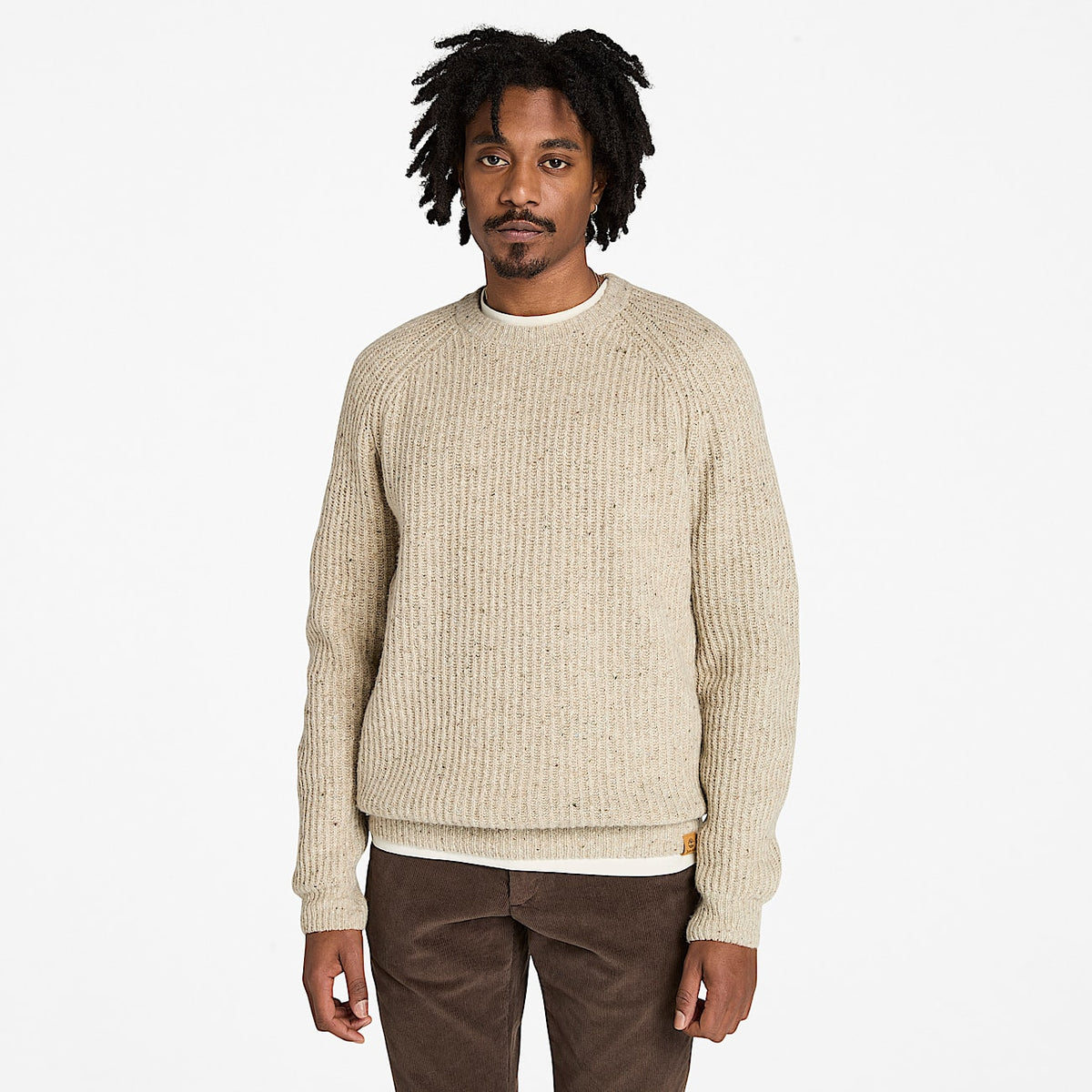 Maglione Girocollo Chunky Da Uomo In Beige