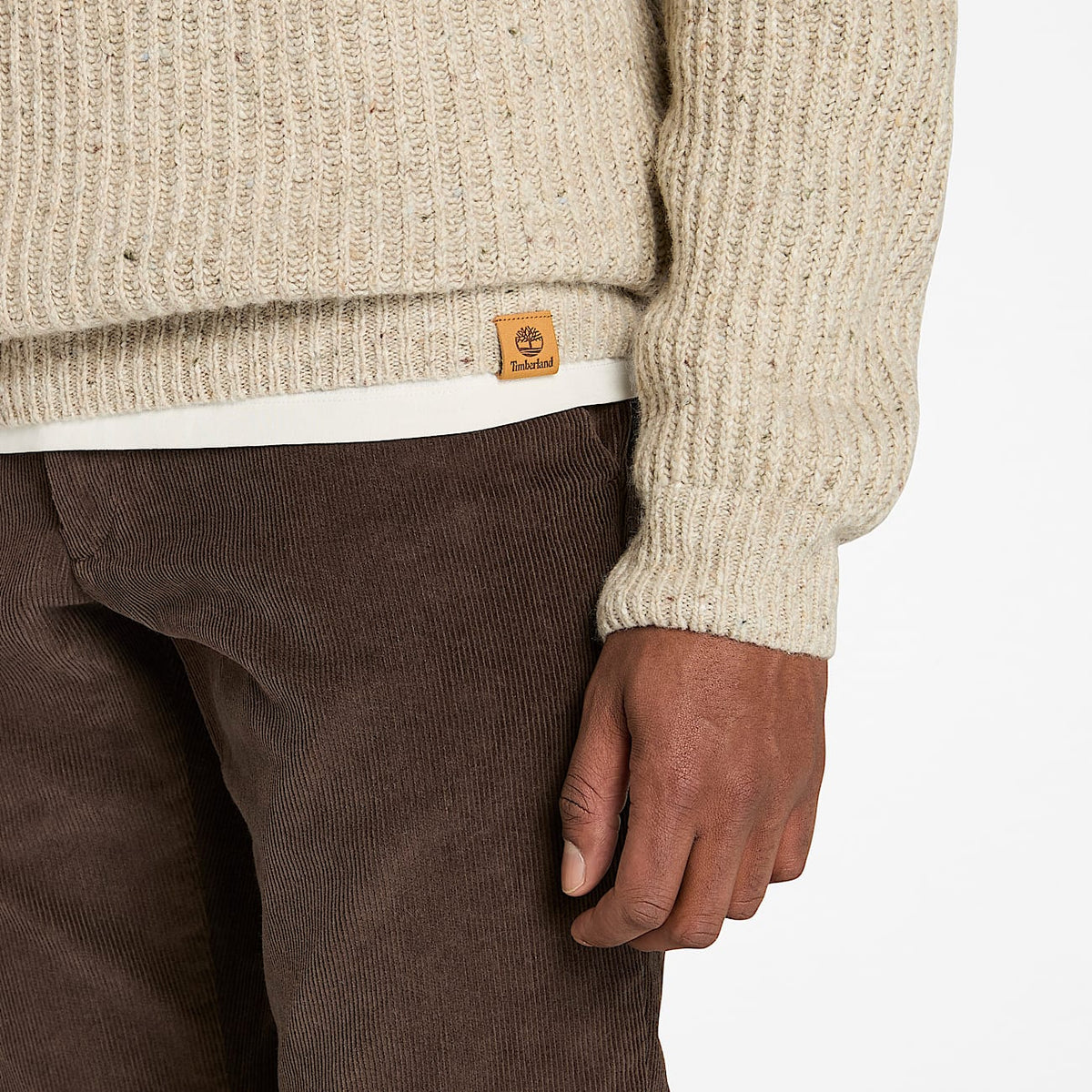 Maglione Girocollo Chunky Da Uomo In Beige